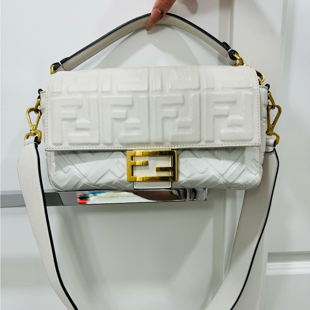 Fendi Baguette White leather bag